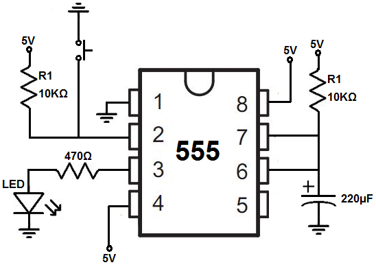 555 Timer Monostable Circuit